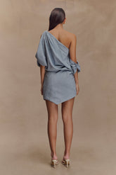 Gabriella Draped Mini Dress - Charcoal Blue Marle